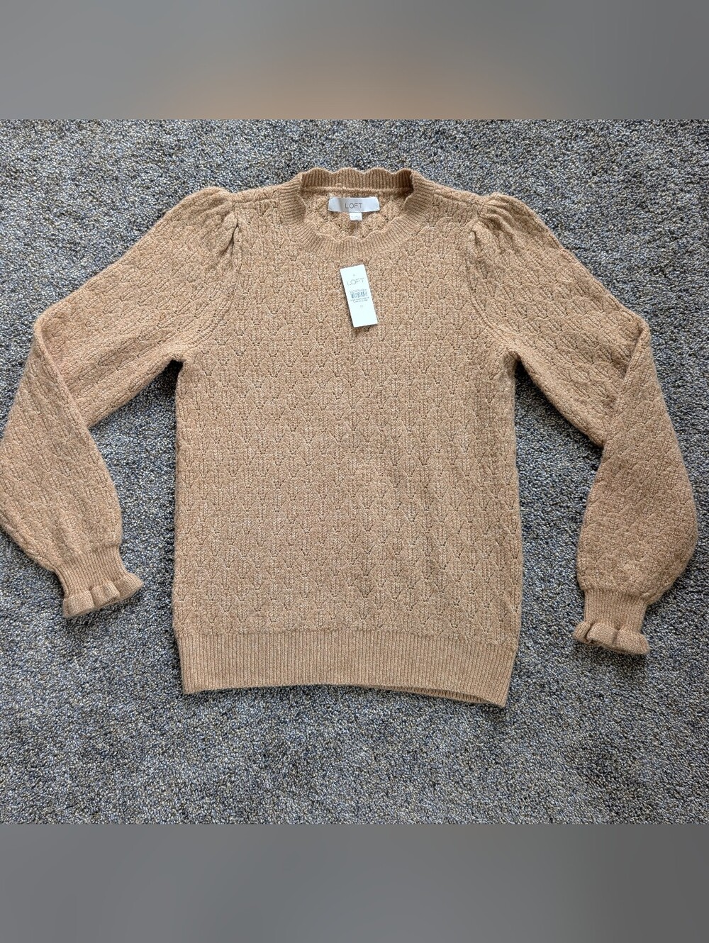 LOFT Scalloped Neck Pointelle Sweater